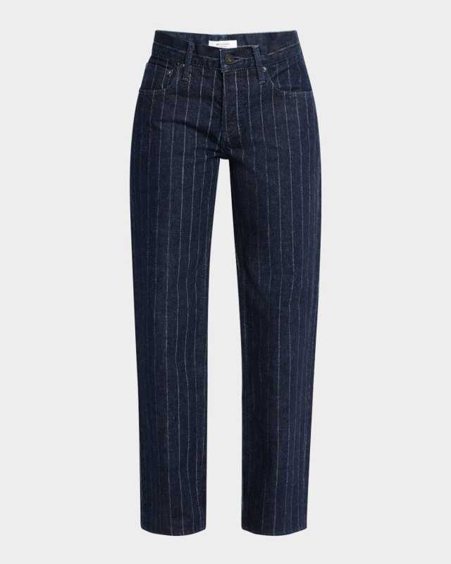 Syosset Pinstripe Straight Low-Rise Jeans